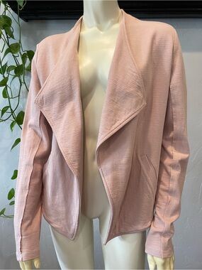 New Caslon 100% cotton draped Open-Front Jacket - Blush Pink S